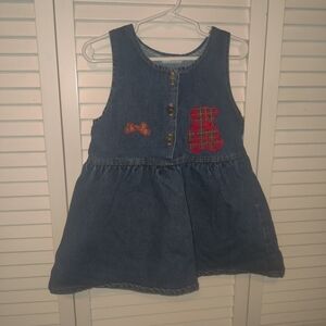 Vintage Cherokee Blue Denim Dress with Embroidered Bear Toddler Size 3